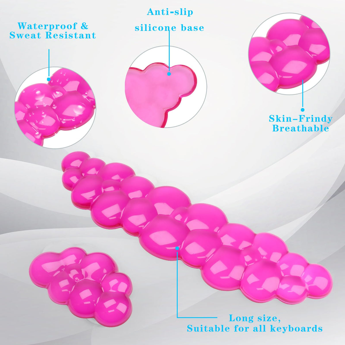 Gel Cloud Keyboard and Mouse Wrist Rest, Cute Wrist Support and Arm Support Keyboard Rest for Keyboard and Mouse Typing Pain Relief，Suitable for Office/Computer/Laptop/Gaming (Transparent Red)