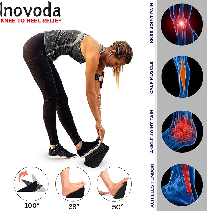 Slant Board for Calf Stretching | Ankle Balance Board, Ankle Exerciser Strengthener for Relief of Plantar Fasciitis, Achilles Tendonitis & Calf Tightness | Calf Stretcher with 5 Resistance Bands & Carry Bag