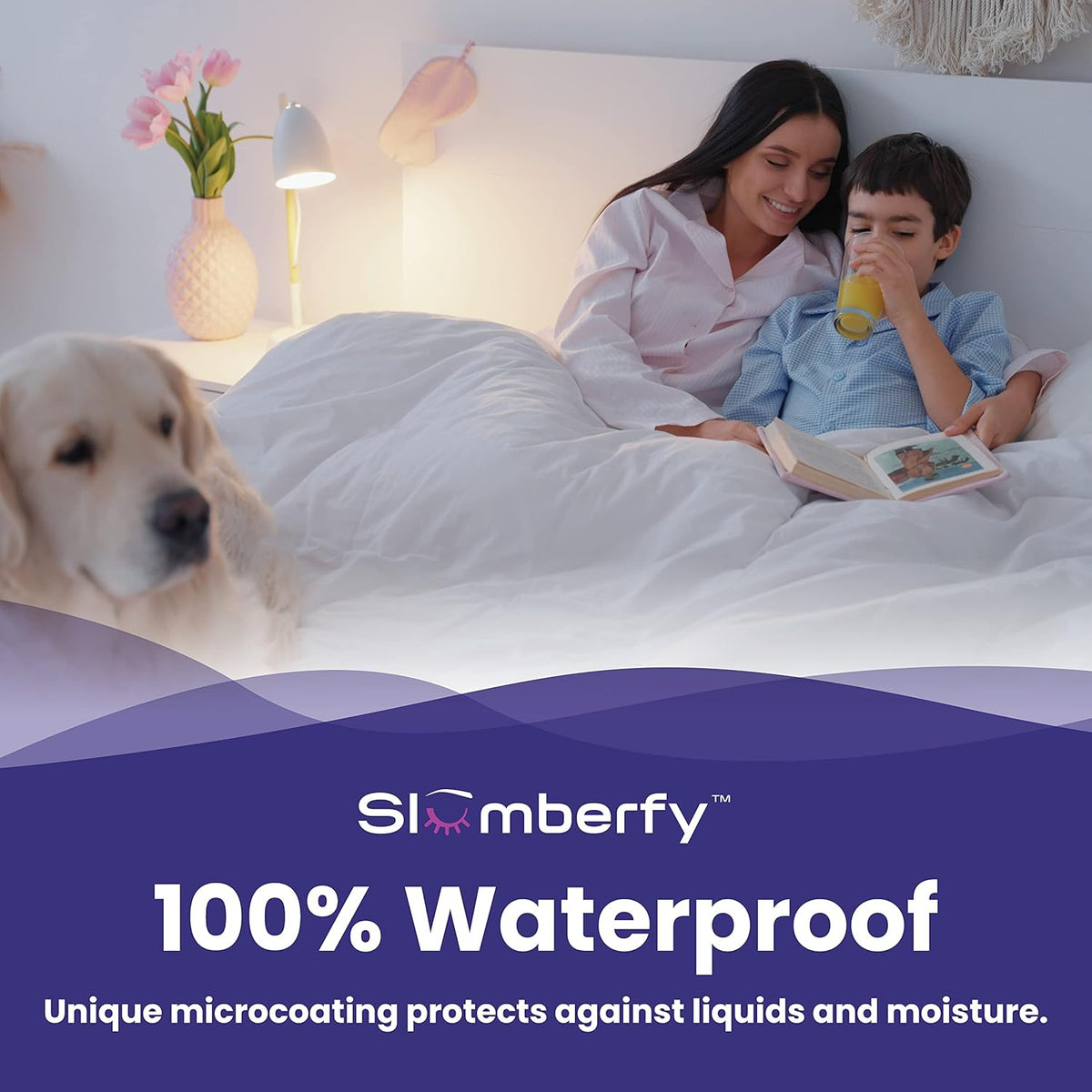 Slumberfy Queen Size Waterproof Cooling Mattress Protector - Premium Skin-Safe Cover with ArcticTex Technology | Noiseless Quilted Design – 60x80 in.