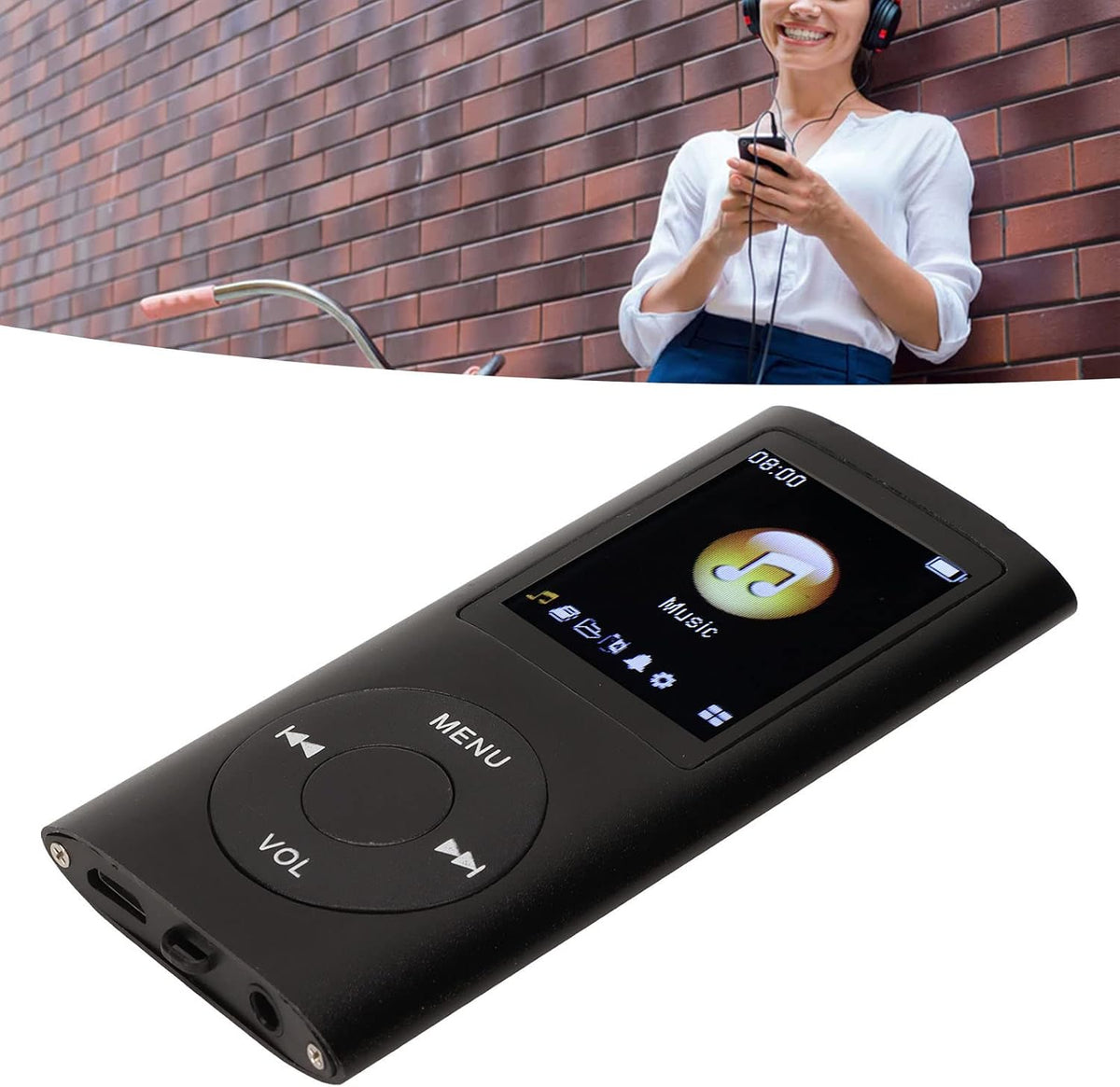 Tangxi MP3 Player/MP4 Player,MP4 1.8 Inch 64G Card,8h Player with Earphones,Classic Digital LCD Screen,Support Memory
