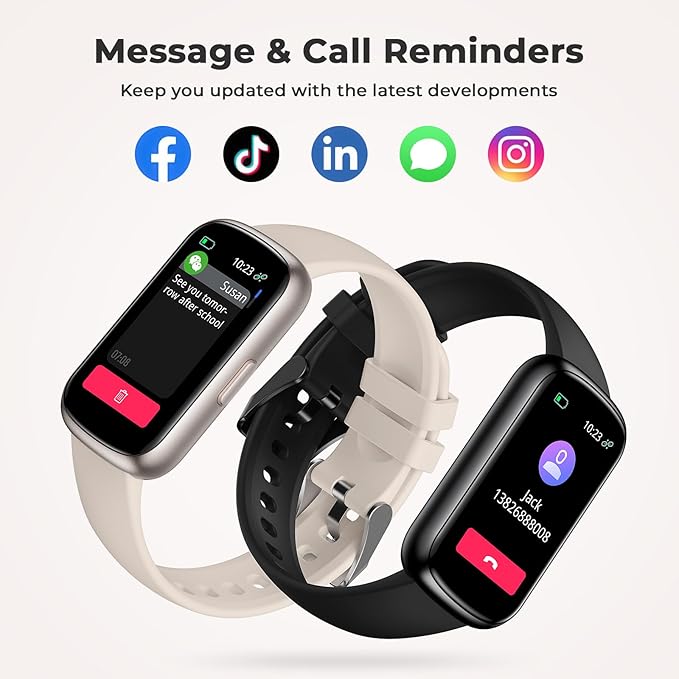 Fitness Tracker for Women Men, Smart Watch Band with 24/7 Heart Rate Blood Oxygen Sleep Monitor, Calories Step Tracker Pedometer 3ATM Waterproof Activity Tracker for Android iOS, Black