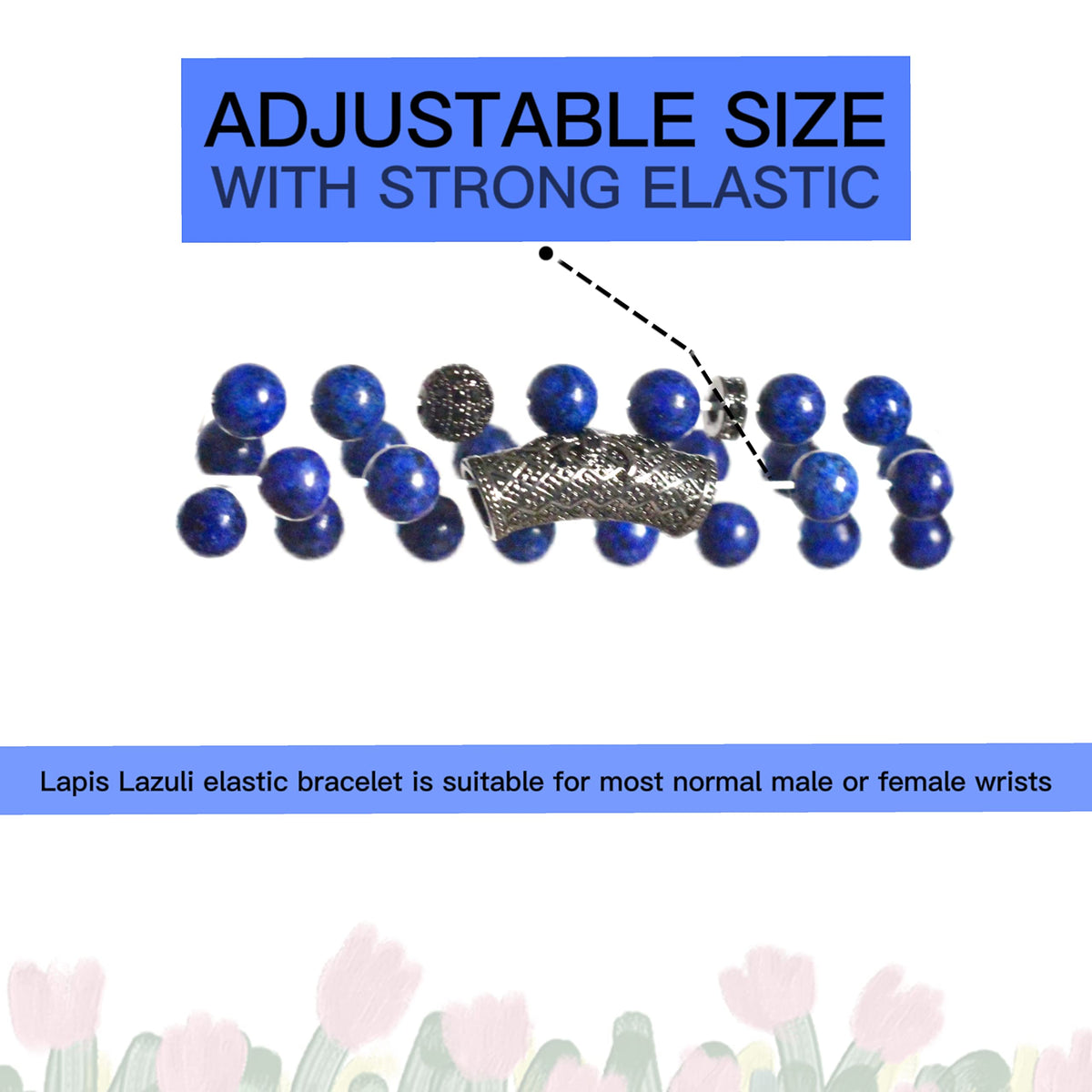 GDLKPYHS Lapis Lazuli Bracelet, Handmade Beaded 8 MM Beads Adjustable Stretch Beaded Bracelets Healing Crystal Chakra Bracelet Men's and Women's Gifts