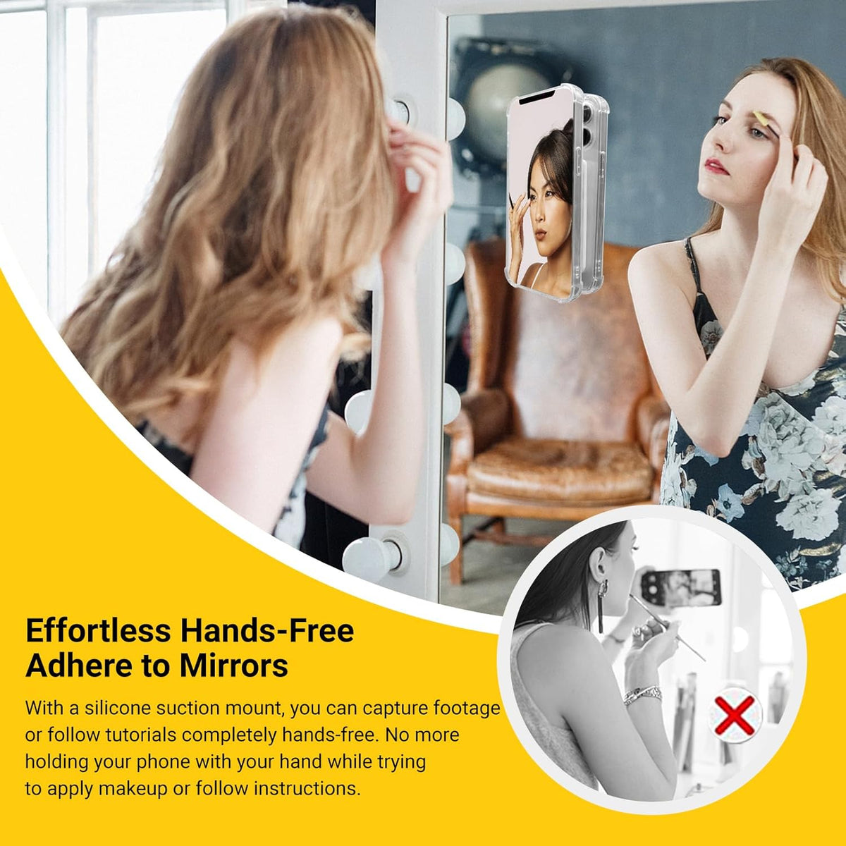 Anteel 2.36"x3.66" Double-Sided Silicone Suction Phone Case Mount, Enhanced Suction Cup Power and Thickened Grip