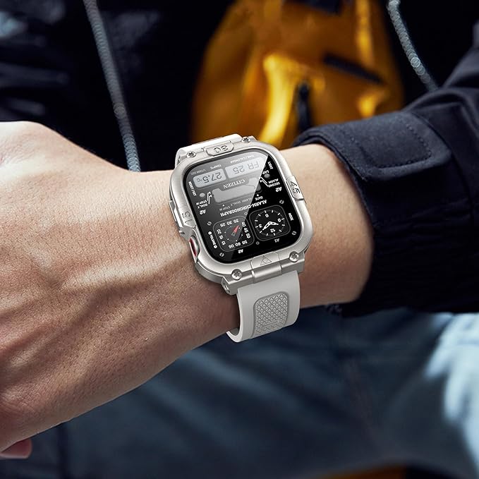 Dsytom Waterproof Case with Band Compatible for Apple Watch Band 46mm 45mm 44mm 42mm(S11/10) 41mm 40mm for Men,Rugged Smartwatch Strap with Built-in Tempered Glass Screen Protector for iWatch Series 11/10/9/8/7/6/5/4/SE
