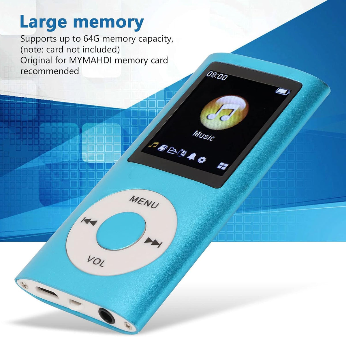 SUNGOOYUE MP3 1.8 Inch MP3 Player,Portable Music Player,Stylish Multifunctional Lossless Sound Slim LCD Screen Portable