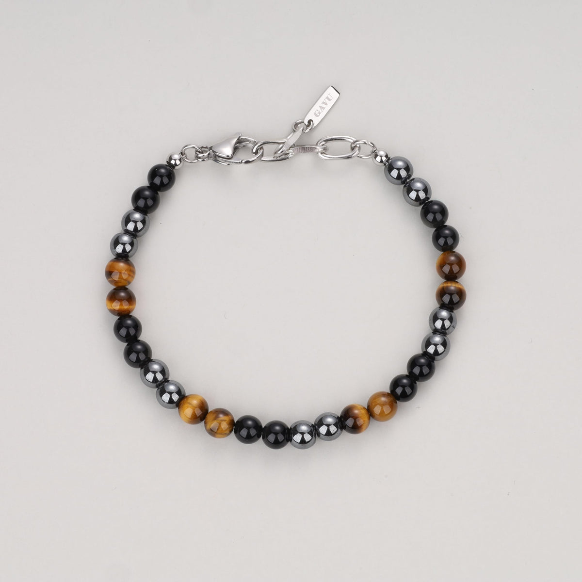 GAVU Triple Protection Beaded Bracelets for Men, Men's Tiger Eye Obsidian Bracelet
