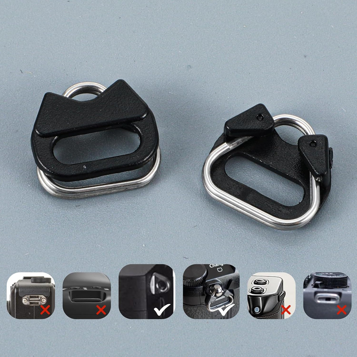 Sorcristy Lug Ring Camera Strap, Stainless Steel Triangle Split Ring and ABS Cap with All Brand D-SLR Rangefinder