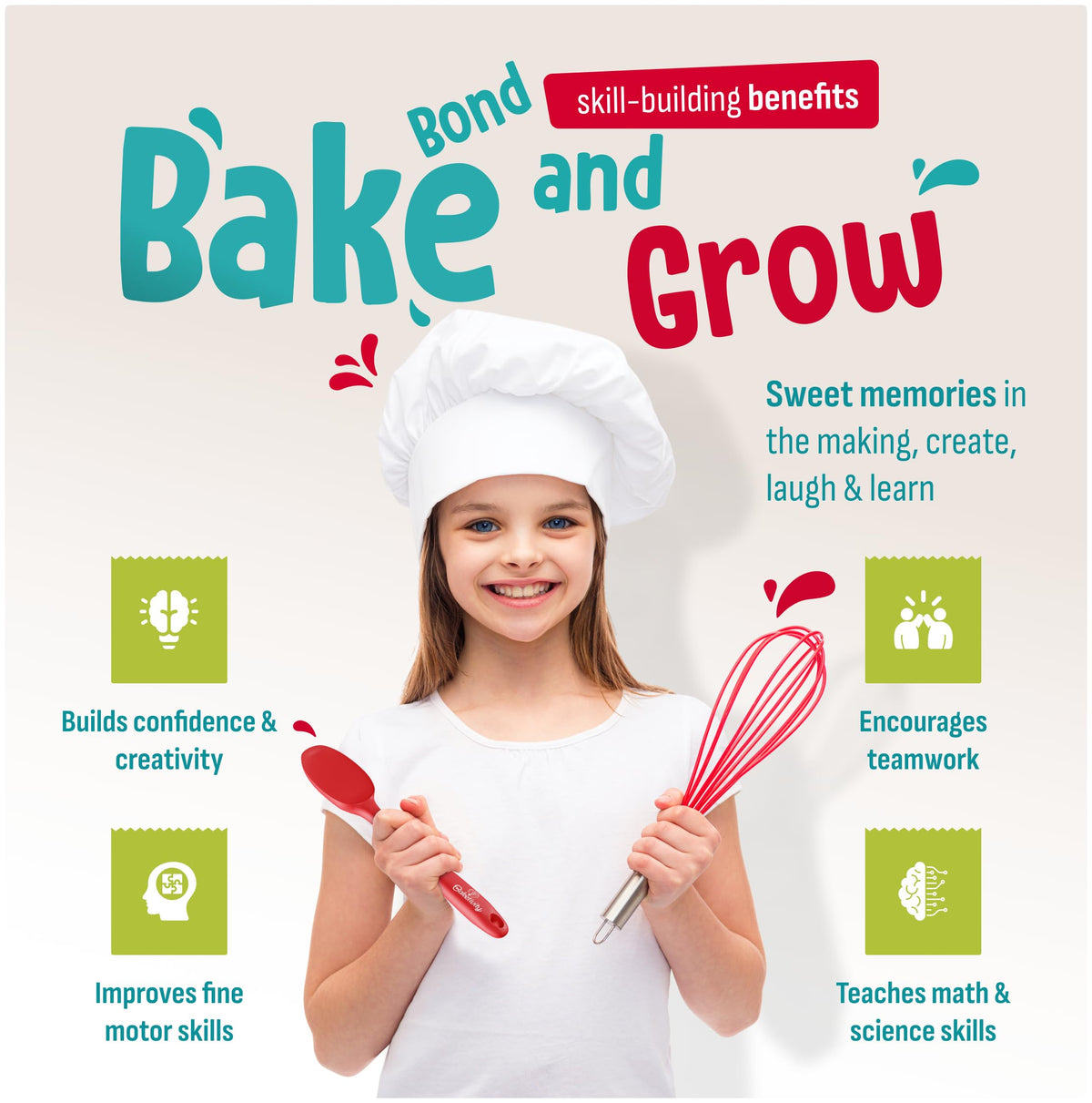 Baketivity 31-Piece Kids Baking Tools Set – Real Cooking Utensils for Children – Safe, Durable, and Fun Kitchen Accessories – Gift for Young Chefs