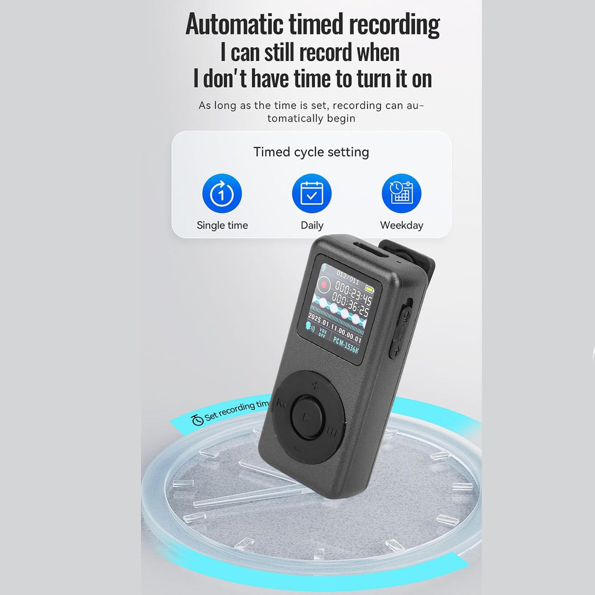 Dpofirs MP3 (16GB) Clip Player, with Voice Recorder and AI Noise Reduction, Portable Music Player with Clip, Bluetooth