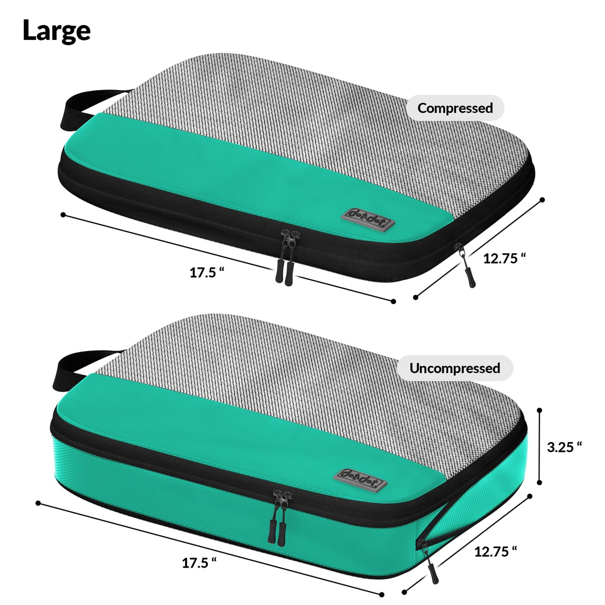Large Packing Cubes for Travel - 5pc Packing Cubes for Suitcases - Lightweight Luggage Organizer Bags (Compression)