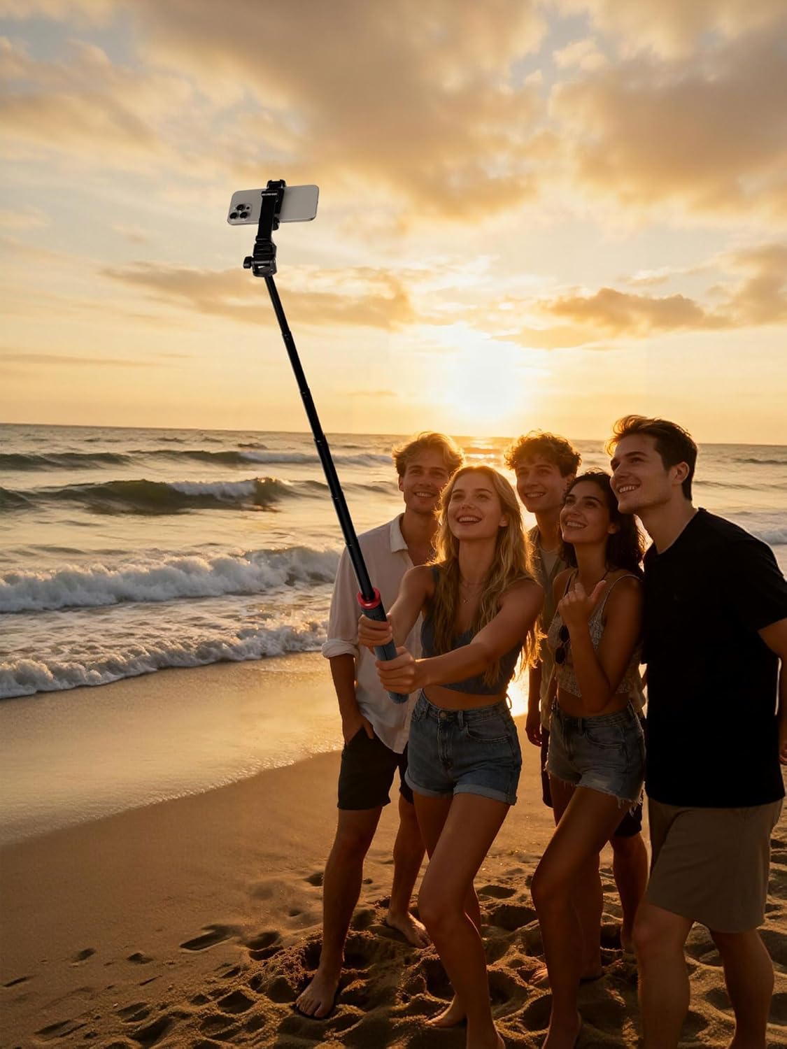 xik 81" 1/4" Expandable Phone Selfie Stick Tripod for Golf Training, Portable Adjustable Light Stand with Screw