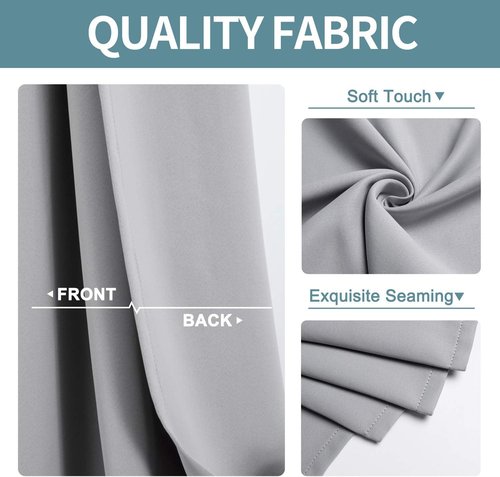 ChrisDowa Blackout Curtains - Thermal Insulated Room Darkening Panels, Light Grey, 42 x 72 Inch, 2-Panel Set