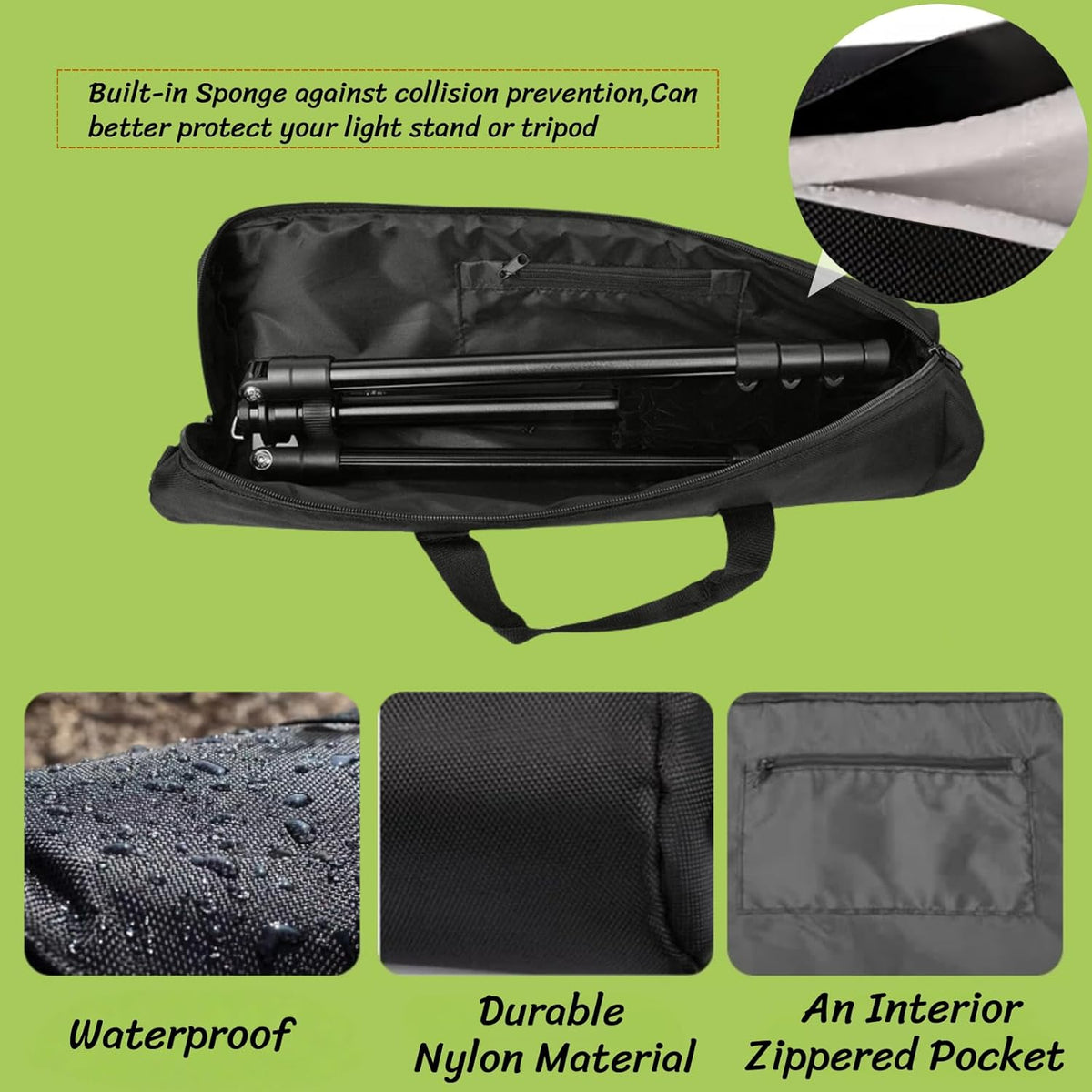 BLIRITEL 31.5 inch (31.5 5.12 Inch) Tripod Carrying Case, Heavy Duty Padded Tripod Bag with Shoulder Strap for Light