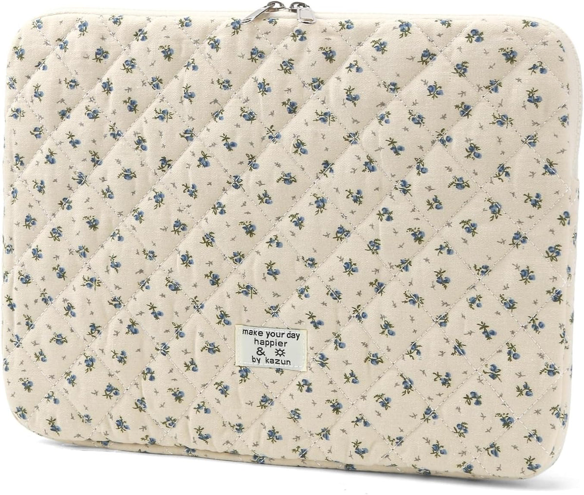 BBIQI 15-15.6 Inch 15 Inch) Puffy Laptop Sleeve Cute Quilted Laptop Protective Case Padded Floral Computer Sleeve