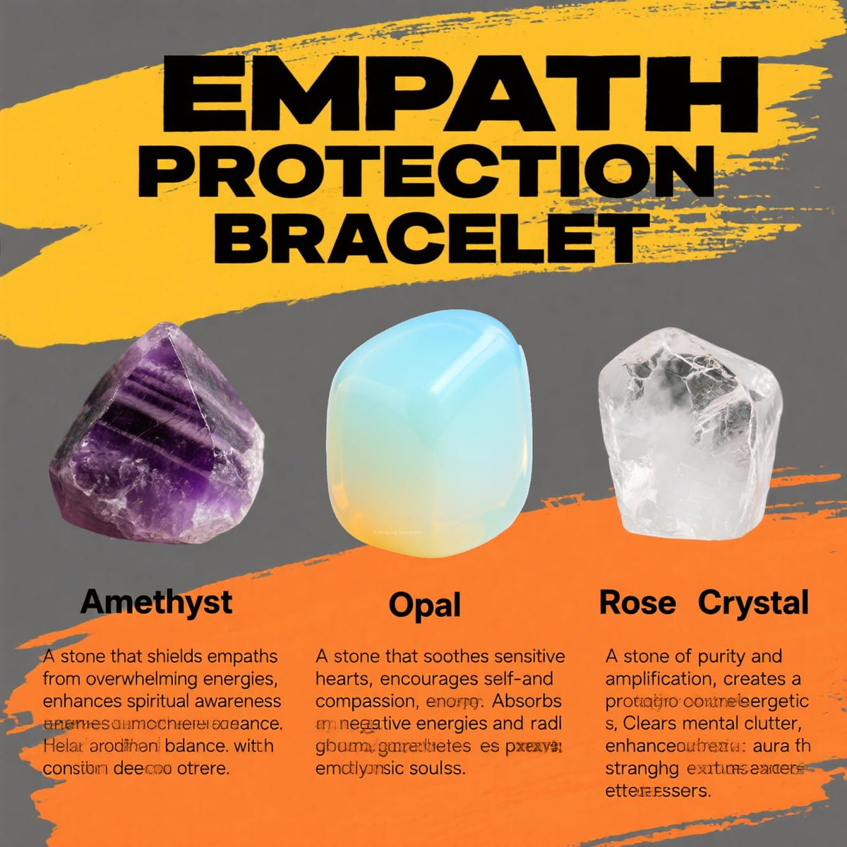 Crgwxzl 3pcs Empath Protection Bracele,Healing Pink Rose Crystal Bracelets for Women Men,Natural Stone Amethyst Opal Beaded Spiritual Gemstone Jewelry Gifts