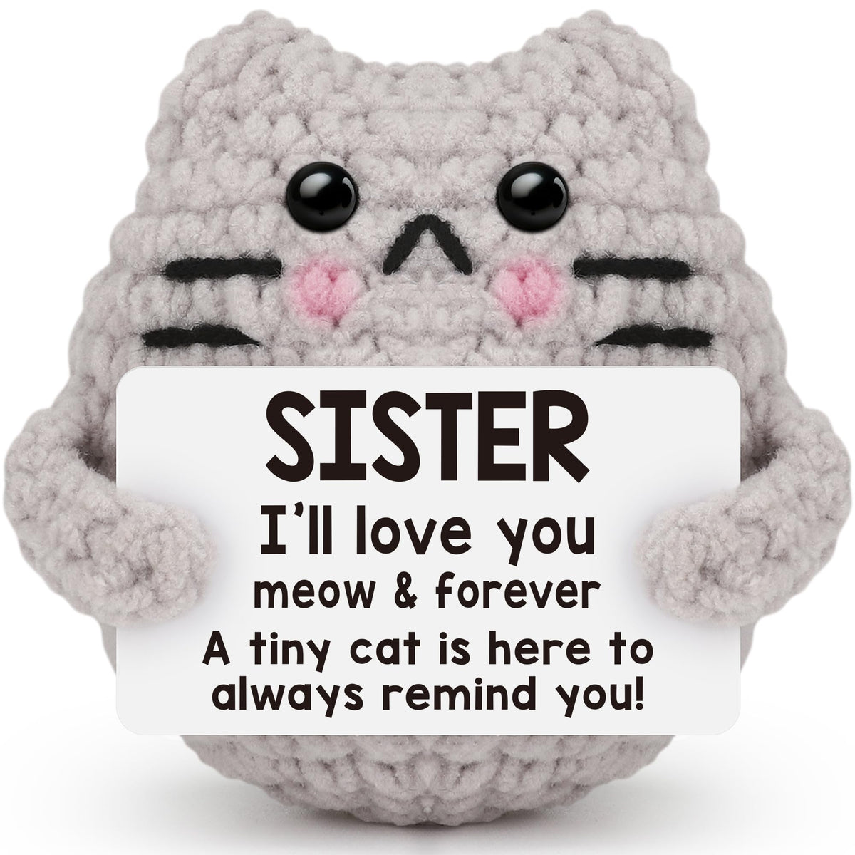 tGifGLonyi Mothers Day Sister Gifts for Sisters Inspirational Love You Birthday Gifts for Sister Bestie Birthday Easter Basket Essentials Handmade Crochet Cat