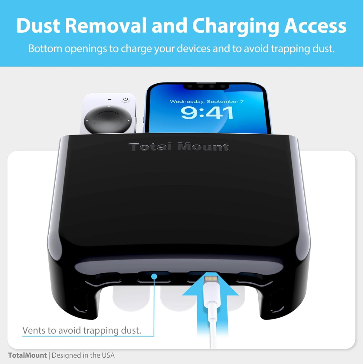 TotalMount 2 3 2) Hole-Free Remote Holders Eliminate Need to Drill Holes in Your Wall (for or Remote Controls Black