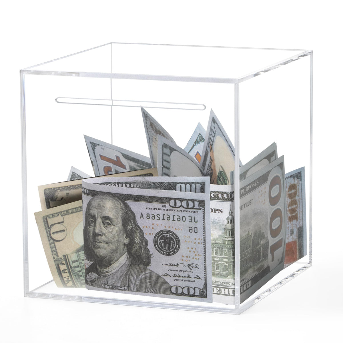 Kypeeka Clear Acrylic Piggy Bank for Adults Kids, Clear Money Saving Box Must Break to Open, Unopenable Piggy Bank for Cash Coins - 4.72"