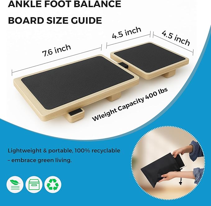 Ankle Balance Board Foot Strengthener Trainer, Single Leg Balance Board & Ankle Stability Board for Posture Correction, Sprain Recovery & Plantar Fasciitis Relief, Home Gym & Ankle Mobility Board