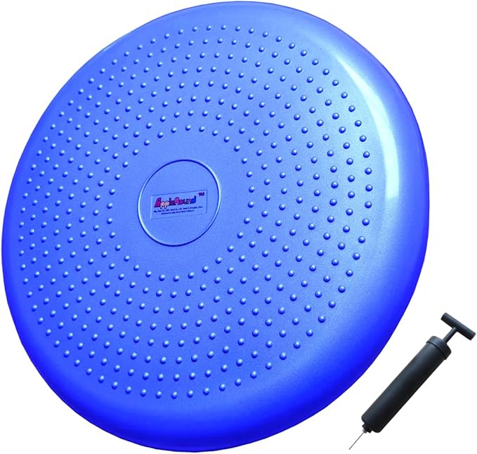 AppleRound Inflated Wobble Cushion with Hand Pump, Air Stability Board (Extra Thick), Core Balance Disc for Adults, Sensory Wiggle Seat for Kids, Flexible Seating for All Age, 13.5in / 34cm Diameter