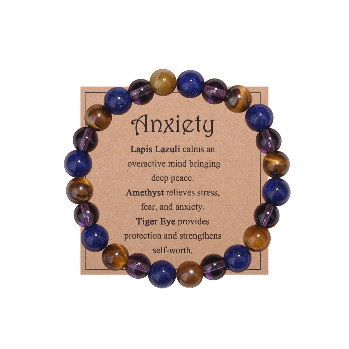 MAIBAOTA Anxiety Bracelet for Women 8 mm Lapis Lazuli Rose Tiger Eye Amethyst Bracelet Stress Relief Gifts Calming Healing Kalm Beaded Bracelets Jewelry for Women