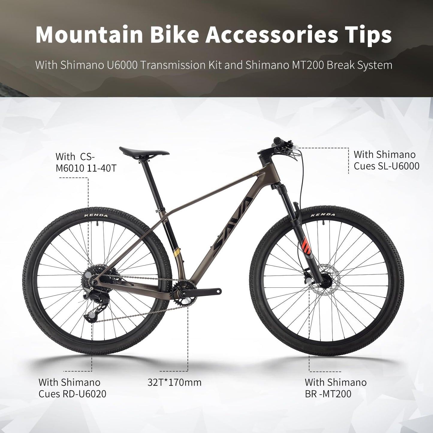 SAVADECK Carbon Fiber MTB with U6000 10 Speed Shift Groupset, Hydraulic Disc Brake with MT200 Break System (Shimmering White, 29 * 15.5)