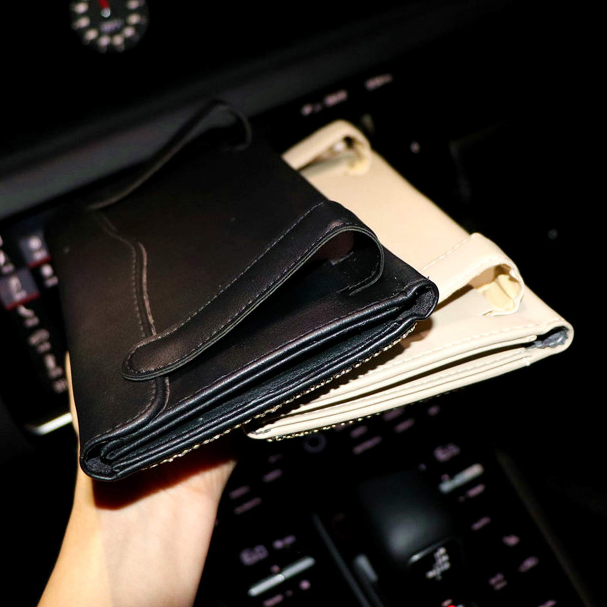 【2024 Upgraded】 Bling Car Sun Visor Tissue Box with Refills Paper Towels, PU Leather Backseat Mask Case,Crystal Sparkling Napkin Holder, Handmade Decoration Accessories for Women,Girls,Ladies as Gift