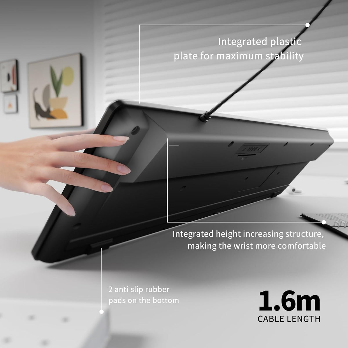MIKUSO Fade-Proof Lettering Wired Keyboard Full Size - USB Office Keyboard with not Fading Keys,Silicone Anti Slip