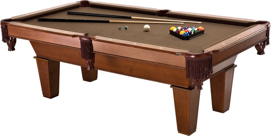 Fat Cat Frisco 7.5 Foot Pool Table, Billiard Table with Accuslate Surface, K66 Bumpers, Oak Finish, Includes Cues and Balls