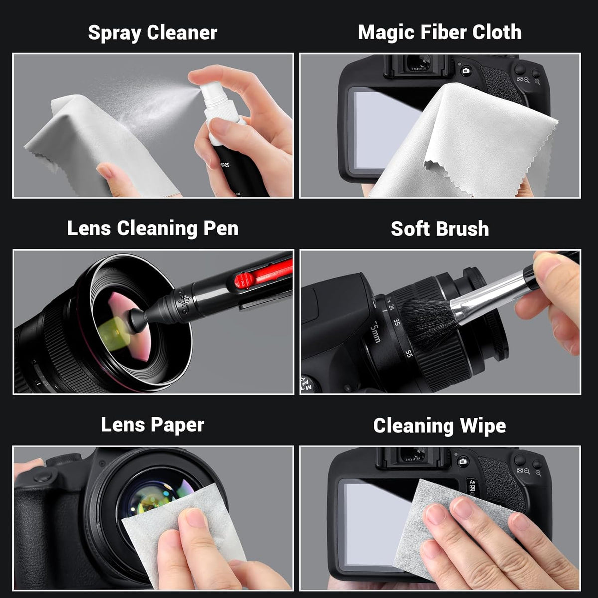 Midukit 10x Updated Camera Lens and Sensor Cleaning Kit for Full Frame DSLR - Swabs, Cleaner, and Essentials for Canon