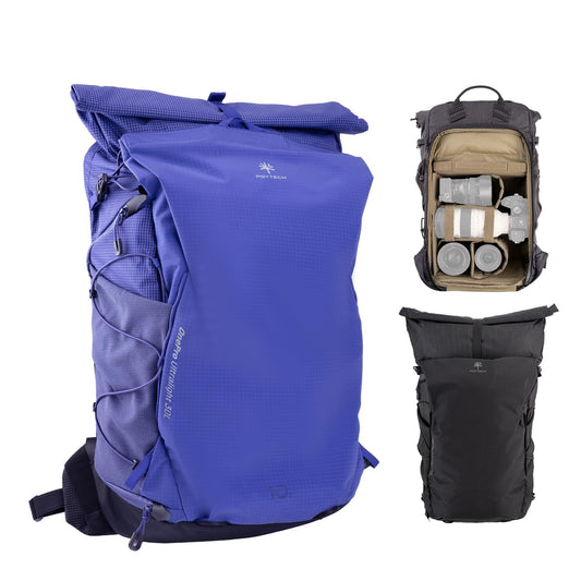 PGYTECH OnePro Ultralight Camera Backpack, Expandable Camera Bag 30L for Photographers, Outdoor Travel Bag with Dividers and 16" Laptop Sleeve, Compatible with DSLR/Drones/Mirrorless (Aurora Purple)