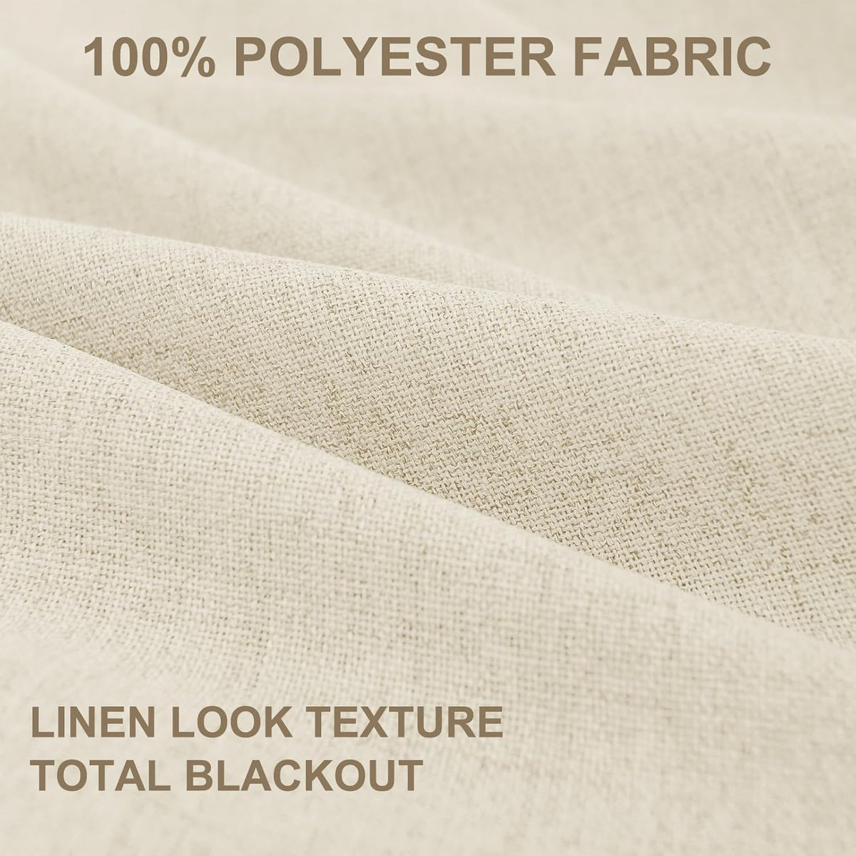 Skiennix 100% Blackout Linen Curtains - Thermal Insulated Drapes for Bedroom | 50" W x 84" L, Light Cream