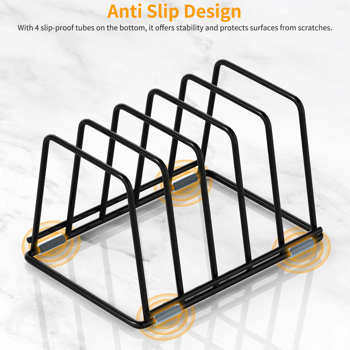 LAEMYFYRE Cutting Board Organizer Kitchen Organizer Rack for Cutting Board, Bakeware, and Cookie Sheet, 5-Slot Heavy-Duty Steel Cookware Holder,Rust-Resistant with Anti-Slip Feet (2, Small)