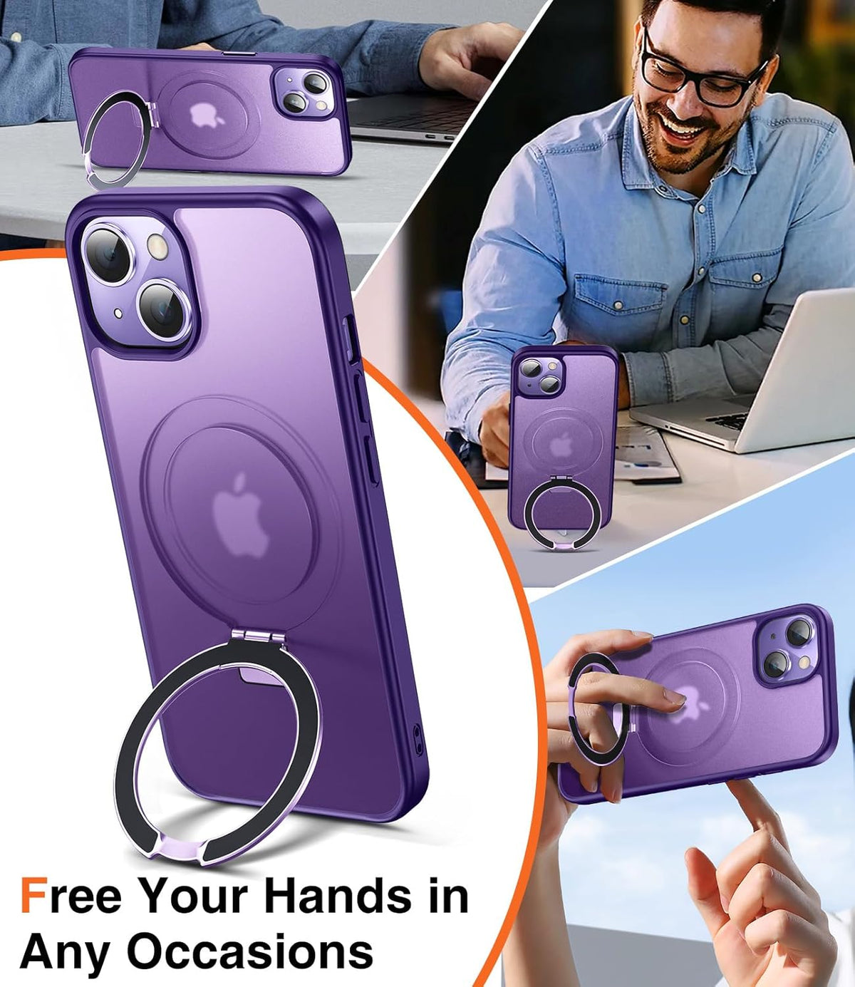 Chicfun 3-in-1 15 15 [Magnetic+Kickstand+Ring Holder] for iPhone Case Stand Ring Holder Compatible with MagSafe