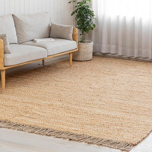 HOMEMONDE Chunky Braided Jute Area Rug 8x10 ft Rectangle Boho Home Décor Indoor Rug - Natural Handcrafted Farmhouse Style Rug for Bedroom, Living Room, Dining Room Kitchen, and Hallway