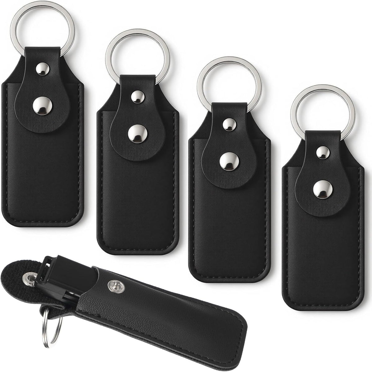Sorcristy 5PCS USB Drive Holders PU Leather Flash Drive Case Black Portable Small Storage Cases Leather Cover
