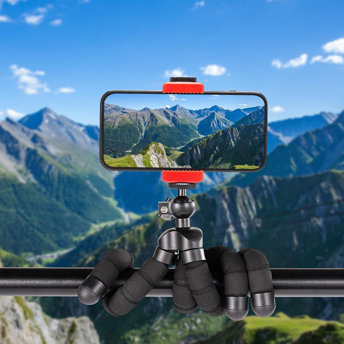 Aitteel Black(ATAY-11-1) Octopus Phone Holder Portable Flexible Cell Phone Tripod, Mini Travel Camera Stand, Compatible