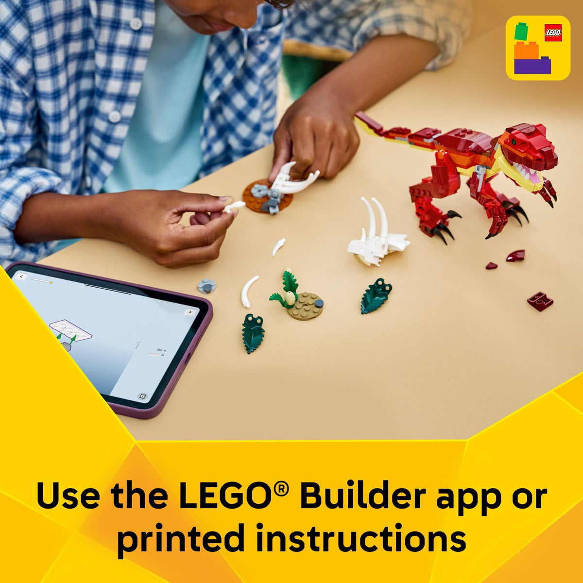 LEGO Creator 3 in 1 Fierce Dinosaur Building Toy for Boys & Girls, Ages 8+ - Gift for Birthdays - Kids Build 1 of 3 Prehistoric Animal Figures - 31379
