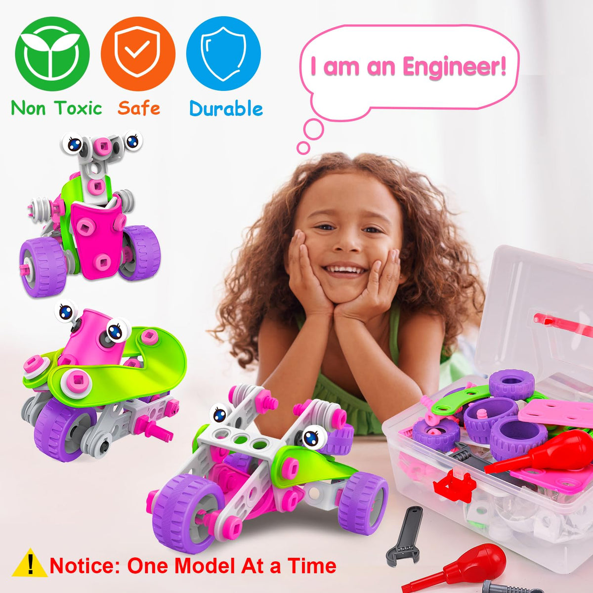 STEM Toys for 4 5 6 7 8+ Year Old Girl Birthday Gifts Pink Educational Building Toys for Kids Ages 4-8 5-7 8-10 Stem Activities Construction Toy for Girls 4-6 6-8 Creative Games Holiday Idea Gift