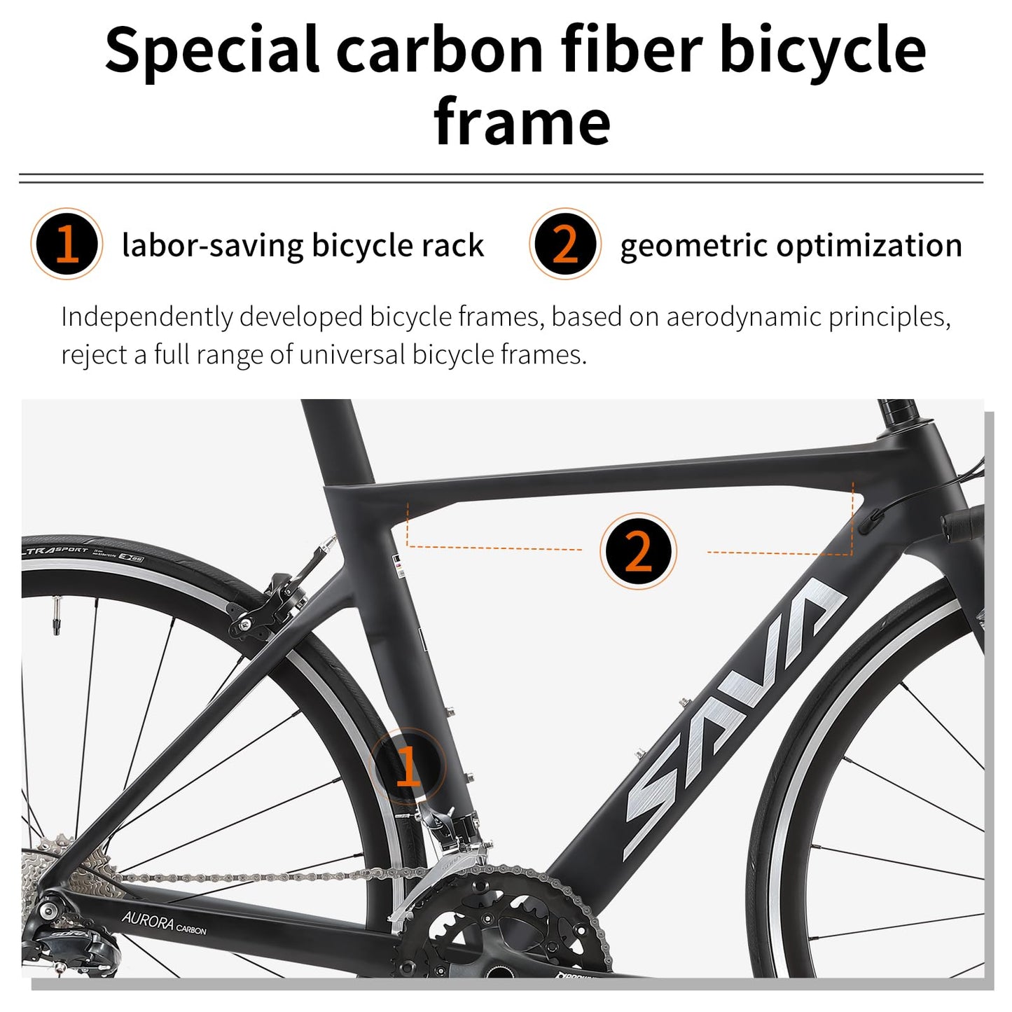 SAVADECK Carbon Road Bike with Shimano SORA R3000 18 Speed Derailleur System,Racing Bicycle with Carbon Fiber Frame Carbon Fork and Double V Brake for Adult.(Black 47cm)