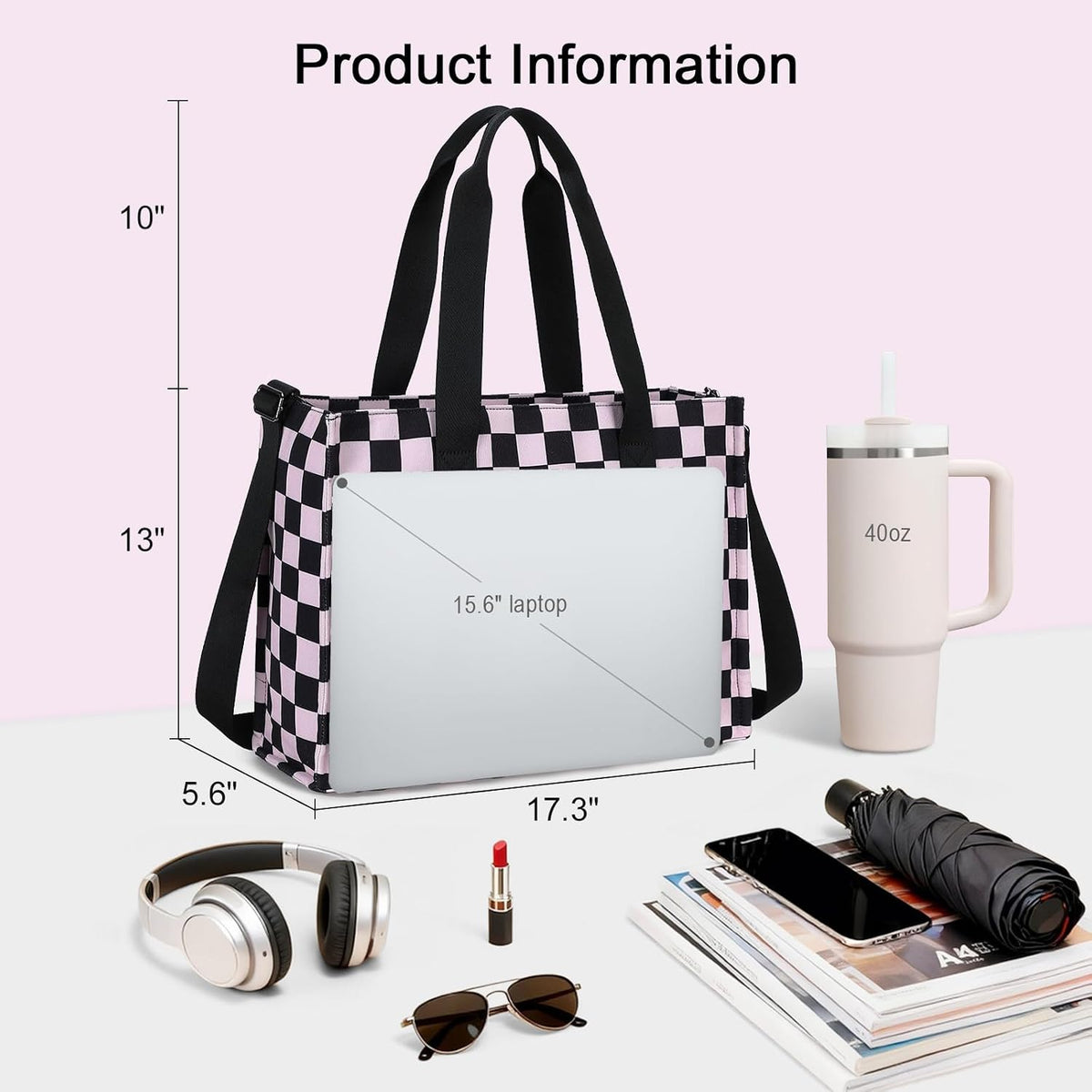 15.6 inch Laptop Tote Bag for Women Work Canvas Shoulder Bags Computer Messenger Purse Teacher Handbag Office Briefcase