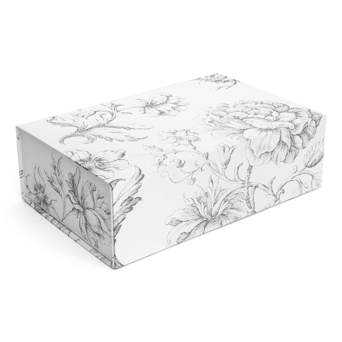 Sorarto Luxury Keepsake Gift Box | Silver Floral Decorative Boxes with Magnetic Lids for Presents, Wedding Memory Box, and Bridal Gifts. 11.5" x 7.5" x 3.5"