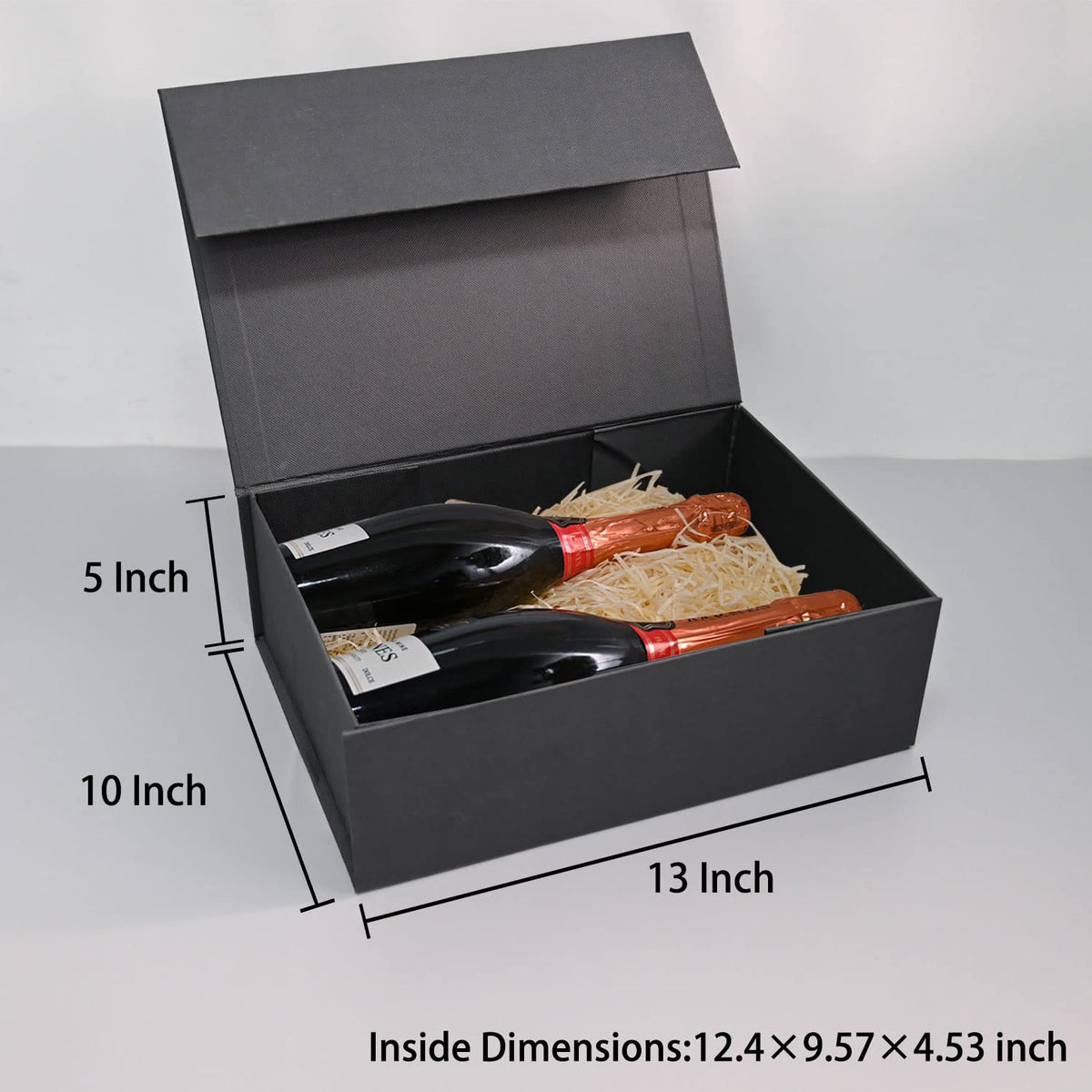 LIFELUM Magnetic Gift Boxes 2 Pack 13.5 x 10 x 4 Elegant Graduation Gift Boxes for Presents Groomsmen Box with Ribbon, Card, Shredded Paper Filler