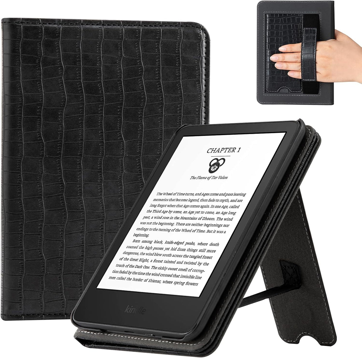 CoBak 6" Case for E-Reader - PU Leather Smart Cover with Auto Sleep/Wake & Hand Strap, not Compatible with Kobo Clara
