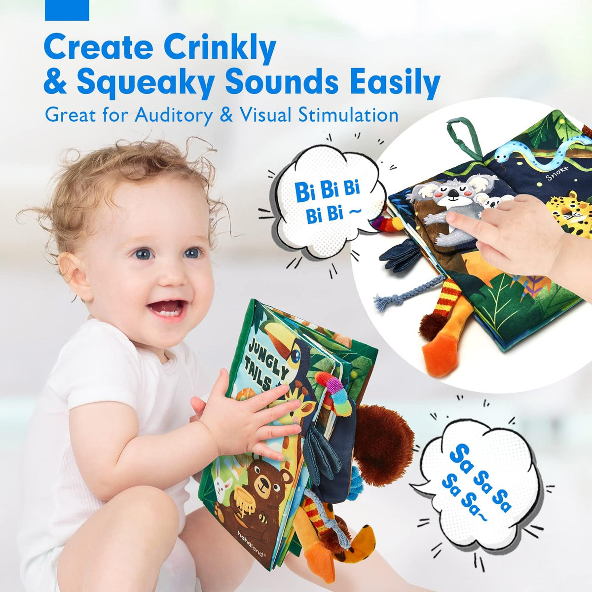 hahaland Baby Books 0-6 Months,Infant Tummy Time Toy Sensory Toys 6 to 12 Months Touch Feel Book Travel Toy Gifts for Boy Girl 0-3 Month Baby Shower Birthday Easter Basket Stuffers (Single)