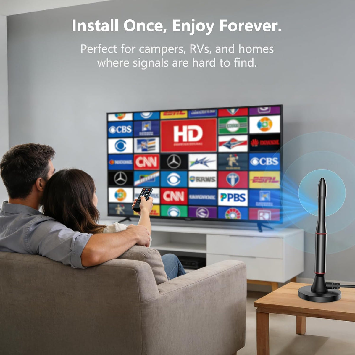 Generic 4K 1080p 16.5ft TV Antenna Indoor, Support with Signal Booster for Local Channels, Antenna for Smart TV, Long