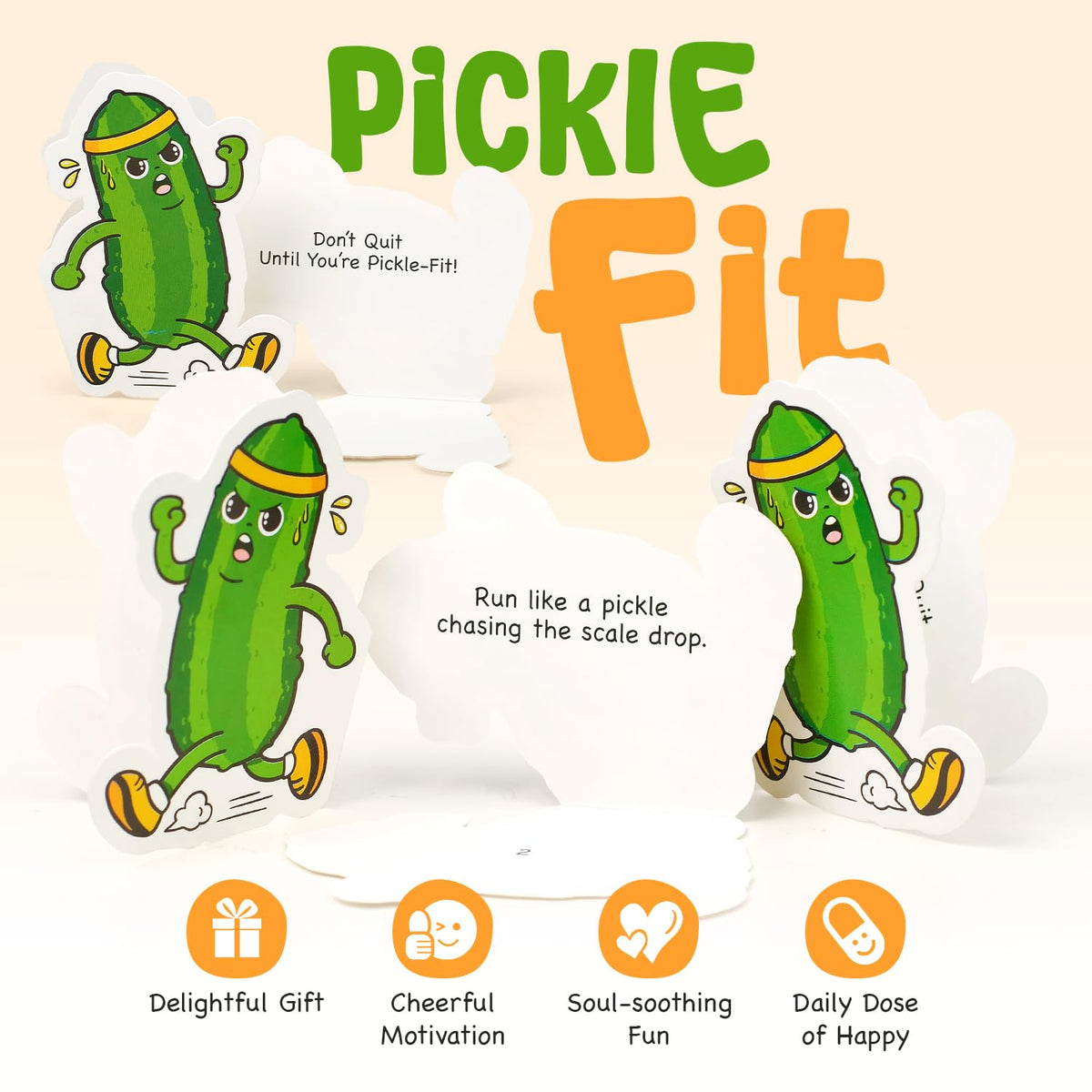 Pickletoon Emotional Support Positive Pickle Jar (PICKLE FIT) – Workout Motivation Jar, 60 Gym Affirmation Cards for Weight Loss & Fitness Goals, Get Fit Gifts for Women & Teen Girls