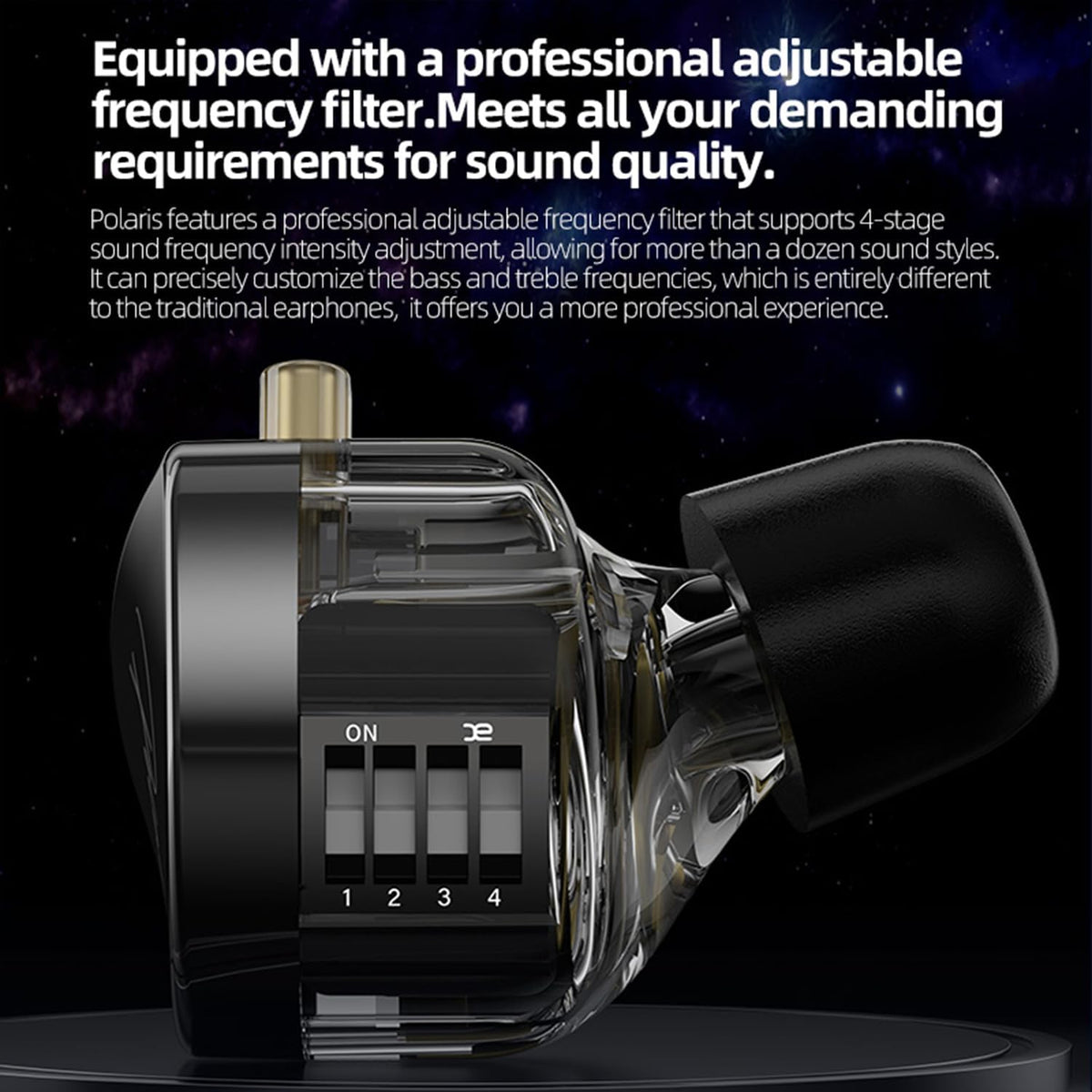 4 2pin CCA Polaris Tone Adjustable in Ear Monitor Headphones, High-Sensitivity Dual-Cavity Dynamic Driver IEM