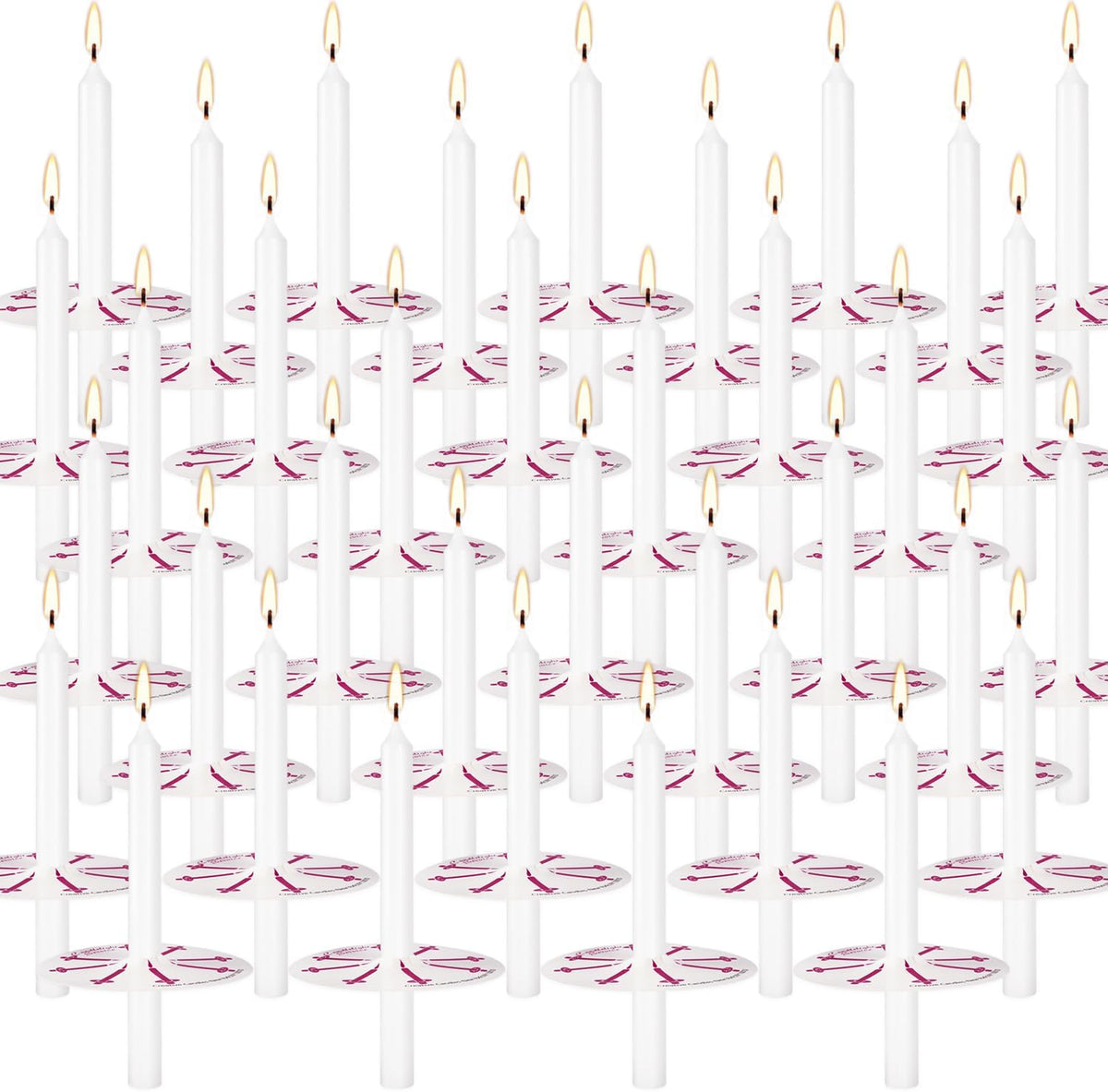 Skiennix Unscented White Church Candles - 150 Packs with Drip Protectors for Vigil Services