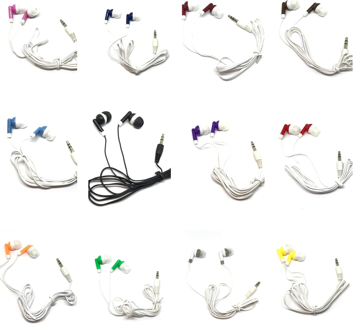 50 Pack TFD Supplies Wholesale Bulk Earbuds Headphones in Storage Tub - Mixed Colors